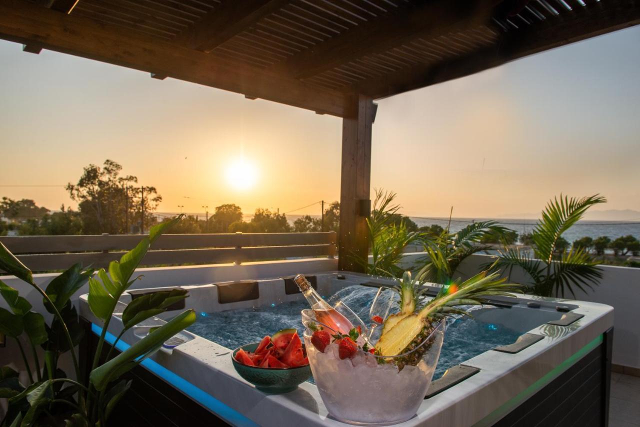 Odyssea Top View & Hot Jacuzzi Front Beach Kremastí Eksteriør bilde